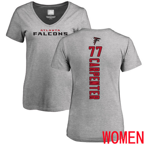 Atlanta Falcons Ash Women James Carpenter Backer NFL Football #77 T Shirt